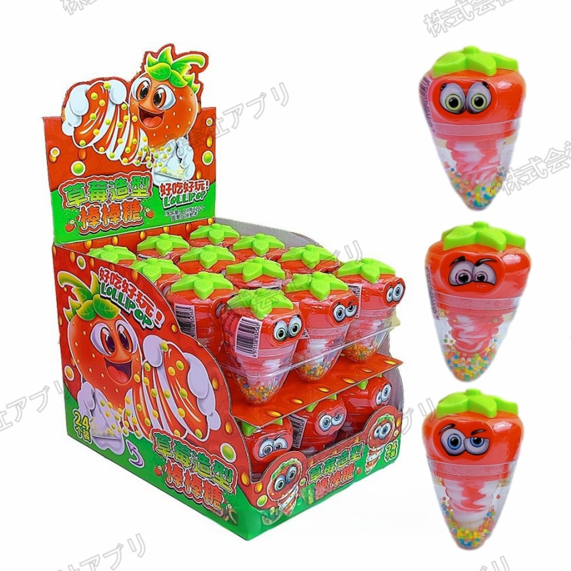 【24個入】イチゴ型　キャンディー　果物ミックス味　シェイク　カラフル飴玉付き　人気お菓子　可愛い