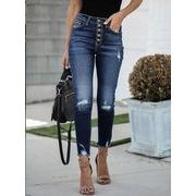 大きいサイズ レトロパンツ ゆったり シンプル レディースデニムパンツ 痩せ見えパンツ デニムパンツ