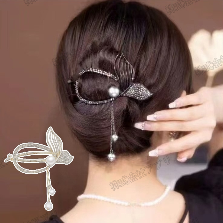 【全2色】ヘアクリップ ヘアアクセサリー 髪まとめ 髪飾り レディース 気品 上品 エレガント 韓国