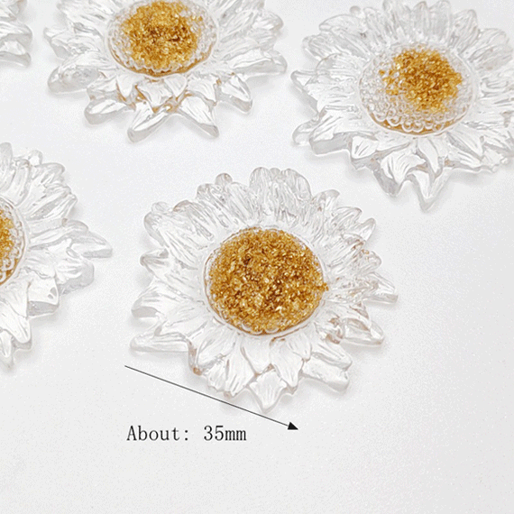ハンドメイド 花 ビーズ アクセサリーパーツ アクリル パーツ 氷 フラワーカボション クリア オーロラ 透明