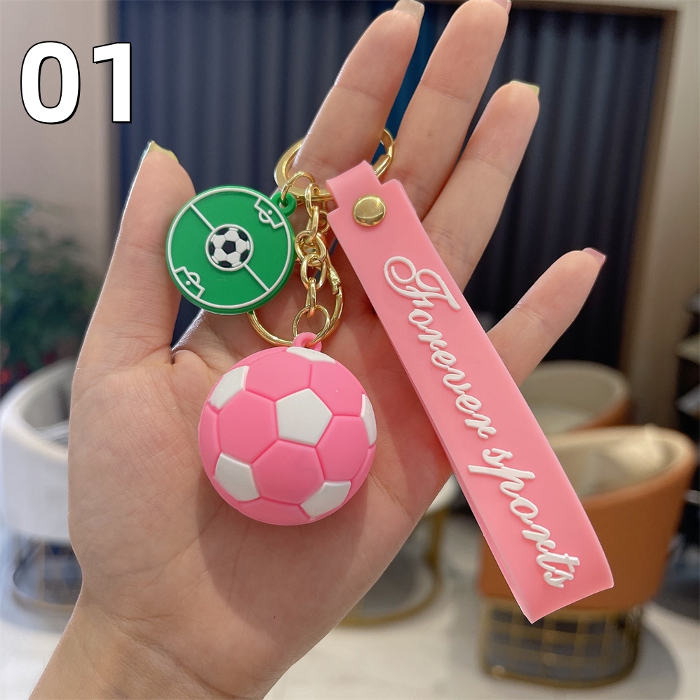サッカー記念グッズ 7色 サッカーキーホルダー フットボール キーチェーン スポーツ
