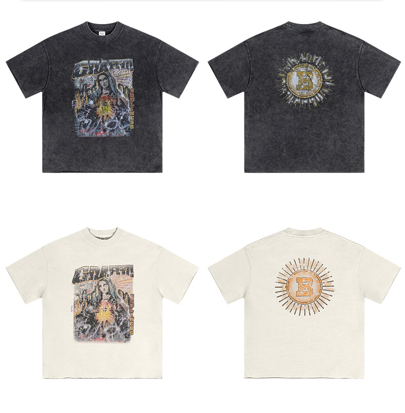 メンズファッション ビンテージ風 半袖Tシャツ 男女兼用