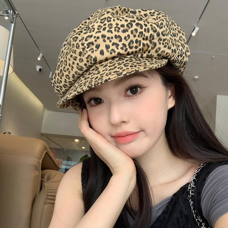 帽子 ヒョウ柄キャスケット 春夏 レディース 韓国ファッション