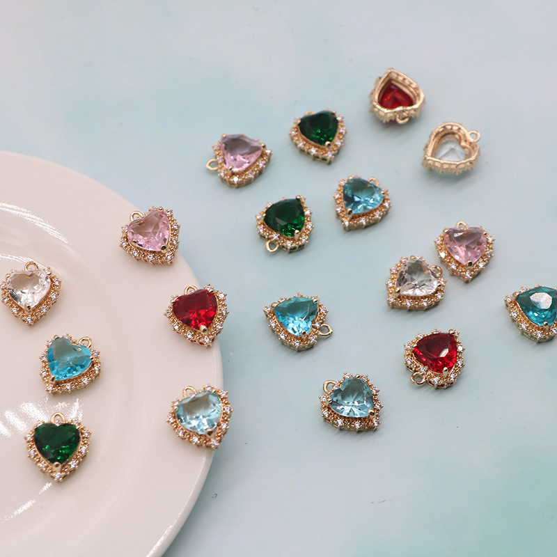 ビジュー ハート ピアス ハンドメイド イヤリング チャーム