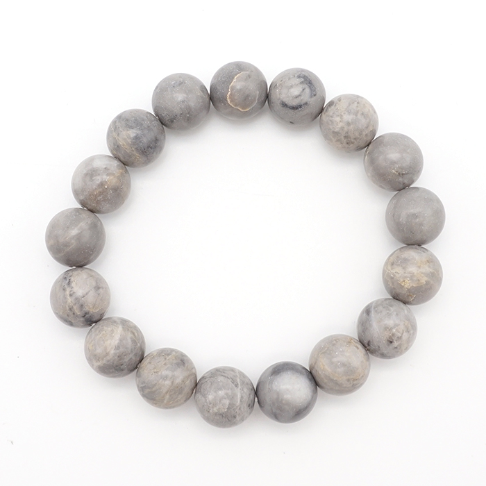 美ら海石 ライトグレー ブレスレット 12mm 日本銘石 Churaumi Stone 沖縄県 鉱物 天然石