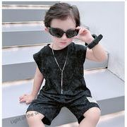 2024夏新作  ベビー服 韓国風子供服 男の子  半袖  トップス+ショートズボン  2点セット 2色90cm--150cm