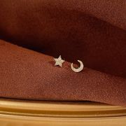 月ピアス　星　アクセサリー　韓国ファッション　デザイン　INS　シルバー925ポスト