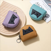 かわいいダブルジップコインケース収納バッグ革日本の漫画動物ミニコインケース女性