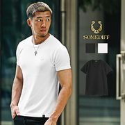 【Tシャツ】ラインストーン ワンポイント プレミアム クルー＆Vネック Tシャツ／SOMEDIFF