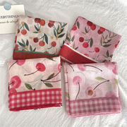 チェリースカーフ　70*70cm　綿麻　多用途　バッグ　DIY　韓国スカーフ