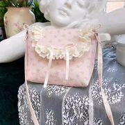 フリルエコバッグ　リボンフリル　ミニショルダーバッグ　韓国バッグ