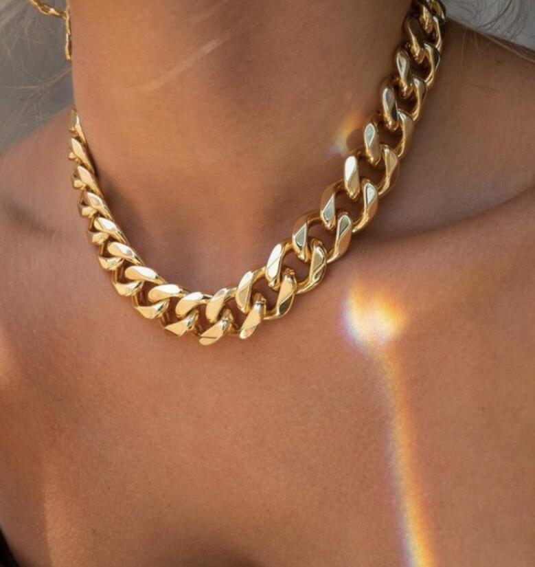 15mm厚 ステンレス鋼メッキ18K本物の金 ネックレス 女性