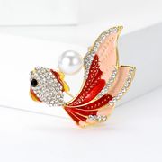 4色 パール ラインストーン  金魚ブローチ   動物 金魚ブローチ  コサージュ  男女兼用  金魚アクセサリー