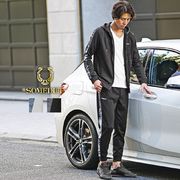 【セットアップ】スラブデニム切替 ジップパーカー+ジョガーパンツ 2点セットアップ／SOMEDIFF