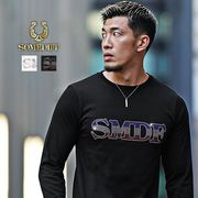 【ロンT】トリコロール ラインストーン ロゴ クルーネック ロンT 長T／SOMEDIFF