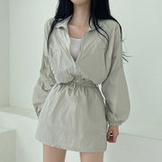 今季マストバイ　韓国風      トップス 長袖　コート ＋ハイウエスト ミニスカート  セット