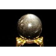 【１点物】南アフリカ産◇金属シラー ブラックアクアマリン 22mm 丸玉(台座なし) スフィア _PB7321