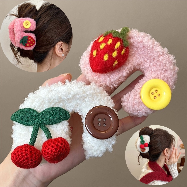 ぬいぐるみ いちごヘアピン チェリー ヘアクリップ バンスクリップ