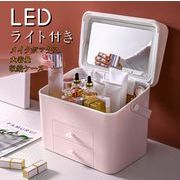 鏡付きLEDライトメイクボックス