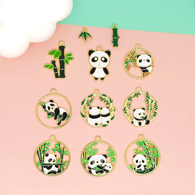 アクセサリーパーツ DIY パンダ チャーム 竹 ハンドメイド デコパーツ 手芸 資材 かわいい 葉っぱ リーフ