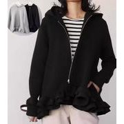 秋冬新作 アウター コート ジャケット ブルゾン パーカー レディース ショット丈 帽子付き フレア