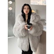 見る角度で印象が変わる 早い者勝ち ファーコート 厚手 暗号化 トレンド 両面編み 毛皮コート 柔らかい