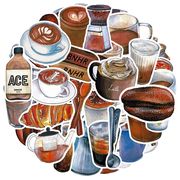 50枚/セット  コーヒーのステッカー コーヒー雑貨 装飾品 防水ラベル DIY手帳用シール カフェラベル