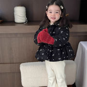 ★BaBy★　ベビージャケット　73~100cm　リボン柄ダウンコート　韓国ベビー服