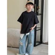 2025春夏子供服 シンプル おしゃれ デニムパンツ 韓国風 ボトムス 男女兼用 ジーンズ ロングパンツ
