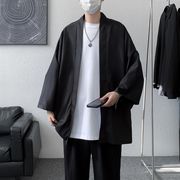 TSHEK中国風リネン七分袖シャツ リラックスカーディガントップス