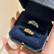 メタル指輪　ジルコニアリング　アクセサリー　デザイン　韓国ファッション