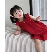 2025夏新作 INS風  韓国風子供服  人気  フリル付きタンクワンピース   80-130cm