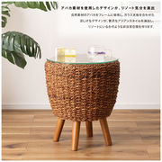 アバカ ラウンドテーブル/　ローテーブル センターテーブル ガラステーブル 丸型 丸い 円形  天然素材