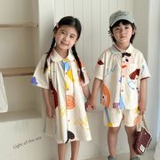 2025新作 韓国子供服 ベビー服  キッズ 兄弟服+半袖ワンピース   80cm-150cm