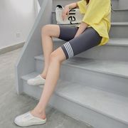 5分丈 ボトムス グレー S 夏 ハイウエスト お腹引き締め