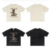 メンズ プリント/無地 ビンテージ風 半袖Tシャツ 男女兼用 ストリート系 トップス 春夏 2025新作★全2色