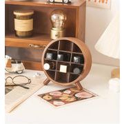 圧倒的な真実好評 4段円形木製リップラック 仕切り付き多層ディスプレイ 香水サンプル収納＆整理用