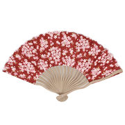 【ご紹介します！夏の必需品！広げた時に波のように優しい！Ripple  波骨布扇子 ２１ｃｍ】小桜 赤