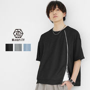 【2025年春の新作】フロントジップデザイン シアー 短丈 クルーネック 半袖 カットソー Tシャツ／MinoriTY