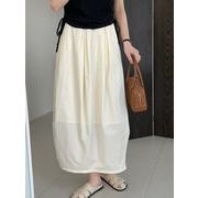 TSHEKハイウエスト シルエットスリム ランタン プリーツスカート