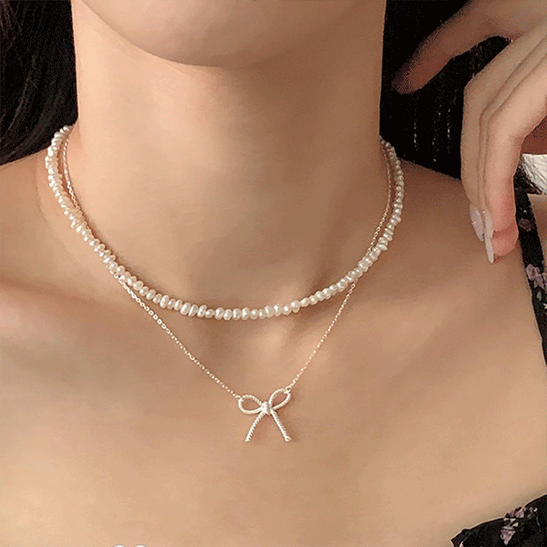 JW☆【高品質】S925ねじりボウネックレス シンプルプレミアム韓国風新作