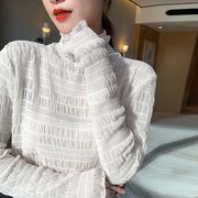 上着★レディース★人気商品★レースシャツ★長袖透かし彫り★セクシー★3色