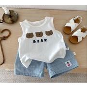 【2点セット】2025春夏新作 子供服  ベビー服  アパレル    袖なし  tシャツ  +ショットパンツ   男の子