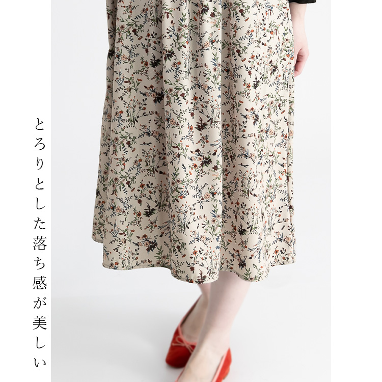 花柄が大人かわいい・ピンタックワンピース ワンピース シャツ
