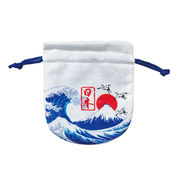 丸型巾着日本ブルー