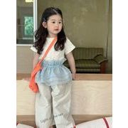韓国子供服 ベビー服  キッズ 女の子半袖トップス+ズボン +花レーススカート分けて販売  90cm-140cm