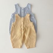 韓国ins風 春夏 ベビーガーゼサロペットロンパース ノースリーブ オシャレ薄手つなぎ服