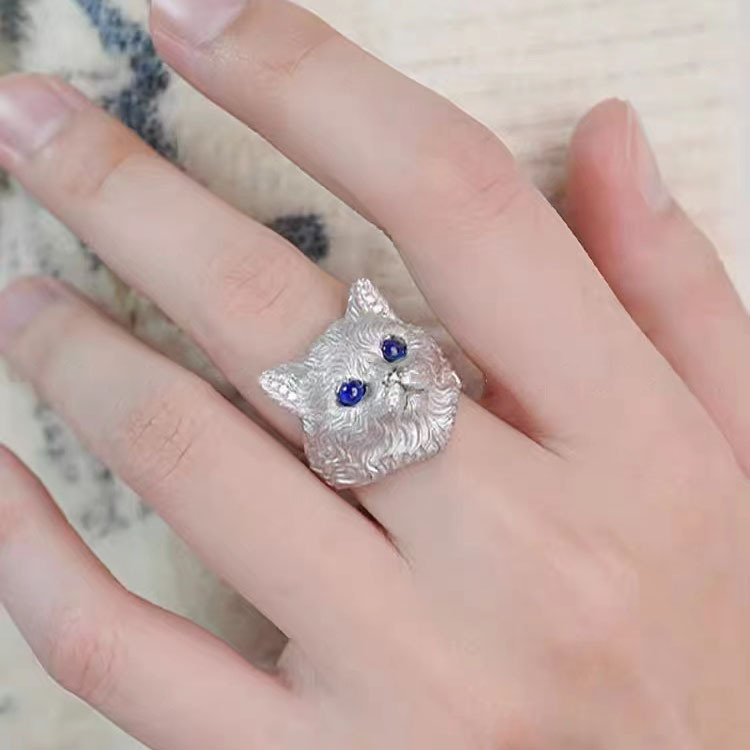 かわいい 猫のリング メンズ  女性 リング 猫ちゃんアクセサリー ネコ指輪  オープンリング  ねこ 猫の雑貨