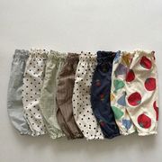 HUAIHB☆夏物 中小童用 韓国風 多色プリント 薄手 くくり付きエアコンズボン 防蚊パンツ