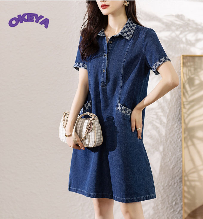 2025年夏新作 レディース服 ワンピース デニム 半袖 POLO カジュアル 韓国風 S#-4XL#